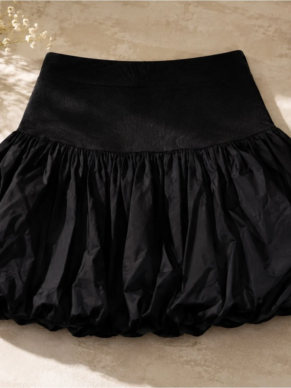 H&M Black Bubble Skater Mini Skirt